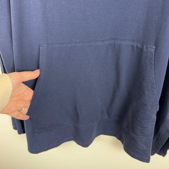 Eileen Fisher Womens Velvet Trim Hoodie in Navy Sz S | Soft Comfy‎ Cozy Neutral - Picture 6 of 16